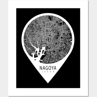 Nagoya, Japan City Map - Travel Pin Posters and Art